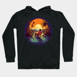 Always on Vacation Tropical Island Mountains Palm Tree Sunset Hoodie